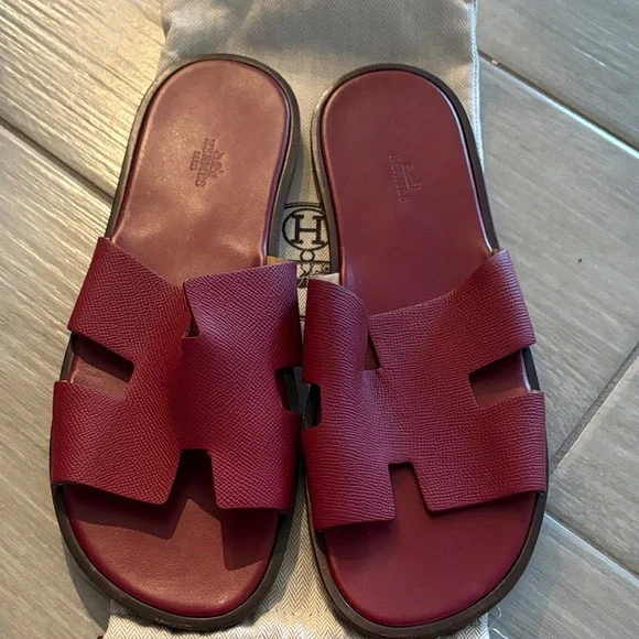 Hermès Burgundy Slide Sandals Schiber Hermes women main image 2